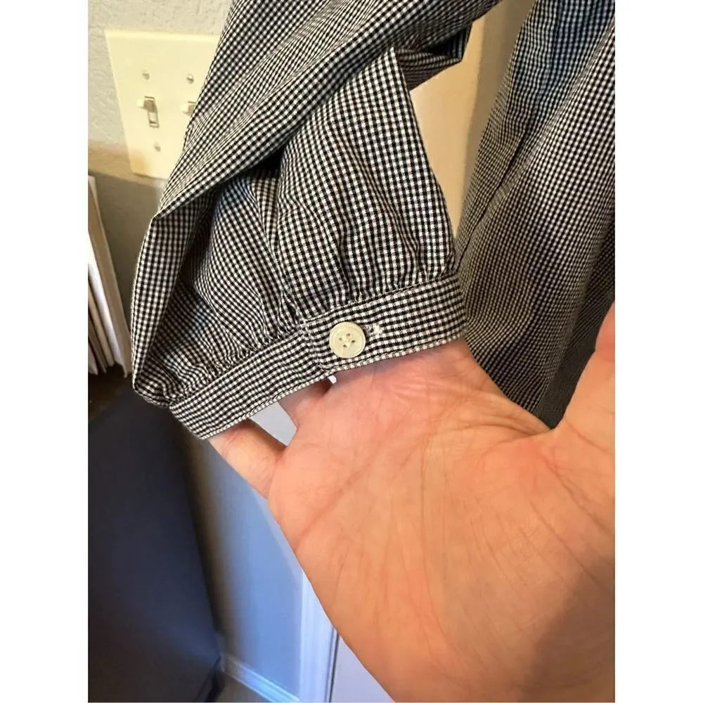 J.Crew Size Small Gingham Square Neck Puff Sleeve Blouse G7060 - Picture 7 of 10